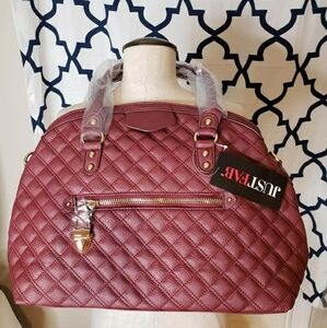 Just Fab Burgundy Quilted Satchel